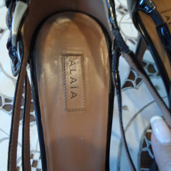 Alaia Paris Black Patent Leather Strappy Heels Size EU 38.5B US 8.5M - Picture 5 of 16